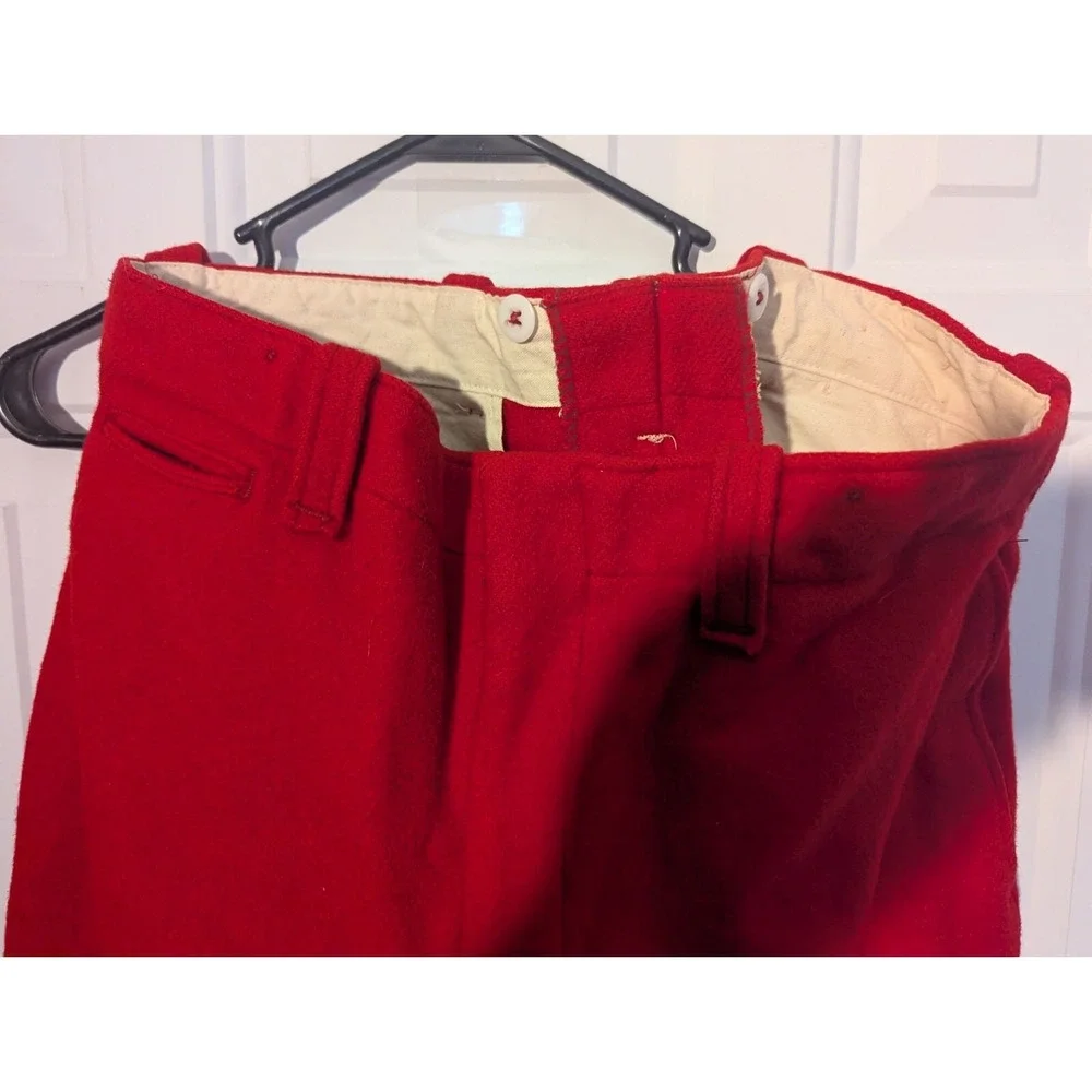 Chippewa Falls Woolen Mill Solid Red Hunting Pants Vintage 1950's 32x34